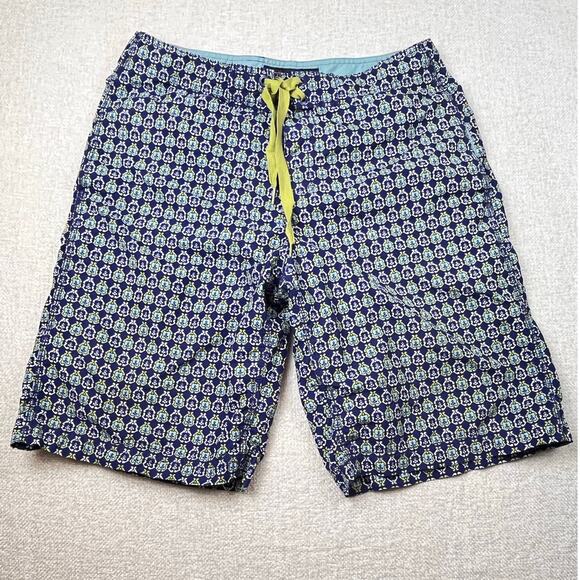 Reyn Spooner Men’s 32 Blue Geometric Print Board Shorts / Swim Trunks Surf Beach - Picture 1 of 7
